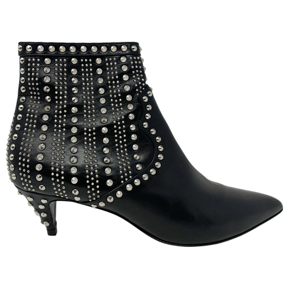 Saint Laurent Cat 50 Studded Black Leather Western Moto Ankle Booties EU 38.5 - Picture 3 of 11